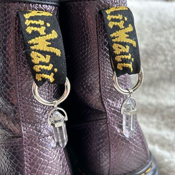 Silver Boot Tab Dangle Clear Crystal Point Tassel Charms Dr Martens - Picture 1 of 6